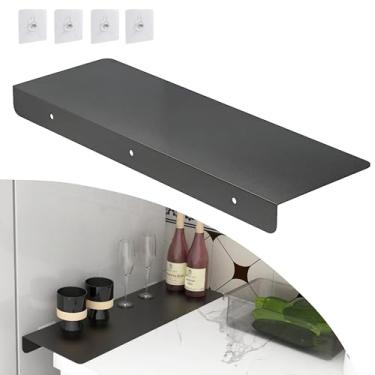 Imagem de Placa de extensão de lacuna de metal para geladeira de cozinha, divisória lateral de geladeira, capas de lacuna entre bancada e paredes, sem broca (preto, 60 x 20 cm)