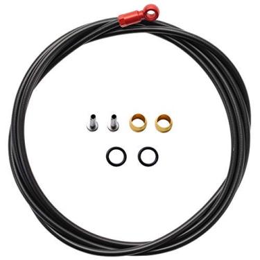 Imagem de Dymoece Kit de mangueira de freio a disco hidráulico de bicicleta de 2000 mm para sistema Shimano BH90, vermelho/ouro/prata