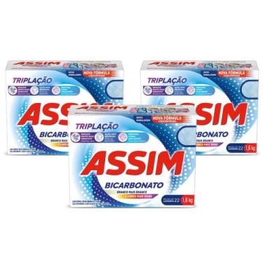 Imagem de Kit com 3 Lava Roupas em Pó Assim Bicarbonato 1,6kg