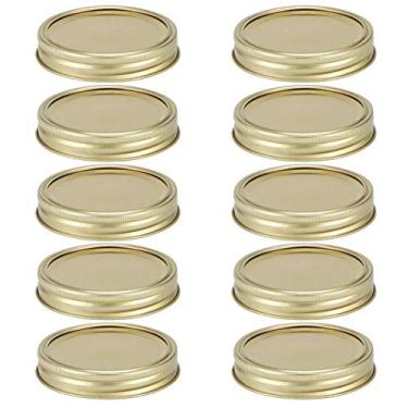 Imagem de Estink 10 PCS Tampa de Enlatamento, Tampa de Pote de Aço Inoxidável Tipo Dividido Com Anel de Vedação (10 pacotes de placa de lata Ring de 70 mm de ouro)
