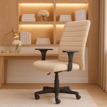 Imagem de Cadeira Ergonômica Presidente Bege Executiva Home Office NR17 Pistão a