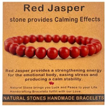 Imagem de Pulseira feminina de pedra preciosa de 6 mm feita à mão - joia de cristal de energia positiva e cura para alívio da ansiedade, equilíbrio de chakras, meditação. Presente significativo para ela, mãe