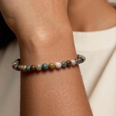 Imagem de Pulseira feminina feita à mão de quartzo rosa - joia de pedra preciosa natural para amor, coragem e paz interior, One Size, Pedra preciosa, Sem Pedra Preciosa