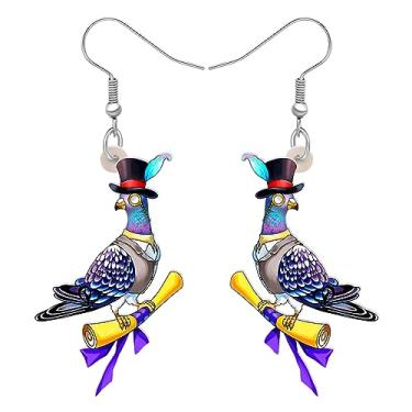 Imagem de Brincos de pombo de anime fofos de acrílico pendentes novidade joias para mulheres amantes de animais pingentes presentes, Medium, Acrílico, Sem pedra preciosa