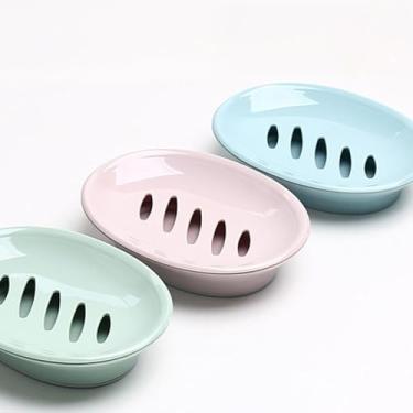 Imagem de Caixa de sabão de drenagem de camada dupla caixa de sabonete facial de banheiro - rosa