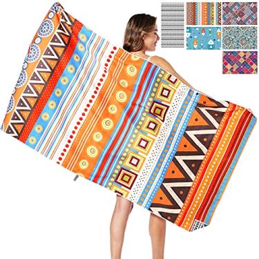 Imagem de Toalha de praia de microfibra grande toalha de viagem de secagem rápida -180 cm x 89 cm - sem areia leve macia super absorvente toalhas de piscina compactas - perfeita para acampamento, natação