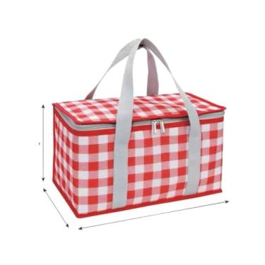 Imagem de Cesta Térmica Bolsa Piquenique Dobrável Cooler Praia Lanche Camping Picnic Grande 35 * 20 * 20cm (Vermelho)