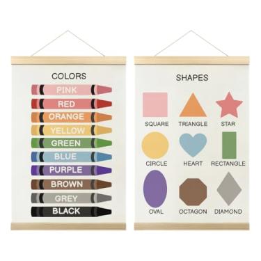 Imagem de Moldura de pôster com formas coloridas, para decoração de parede de berçário, sala de aula, quarto de crianças, sala de jogos, pré-escola, casa, conjunto de 2 (30 x 40 cm)