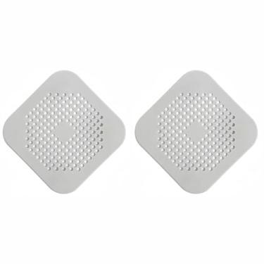 Imagem de Pacote com 2 coletores de cabelo de ralo de silicone - protetor de ralo de chuveiro e pia, rolha de cabelo de banheira para banheiro, cozinha - filtro reutilizável e flexível (cinza)