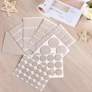 Imagem de Almofadas para móveis de feltro, 62 peças de almofadas de móveis premium, protegem seu piso laminado de madeira, marrom e bege