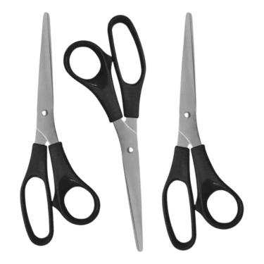 Imagem de 2X Tesoura Multiuso, Aço Inox Grande 21Cm Cabo Preto - Mp510