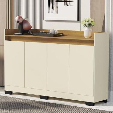 Imagem de Aparador Buffet Sala Lord 4 Portas Perola/mel Perola/mel