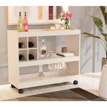 Imagem de Aparador Adega Bar Com Suporte Para Taças 4050 Perola