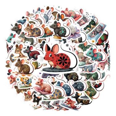 Imagem de 50 peças mouse animais fofos elementos da natureza adesivos divertidos para guitarra, laptop, capacete, skate, notebook, bagagem, copo de telefone celular