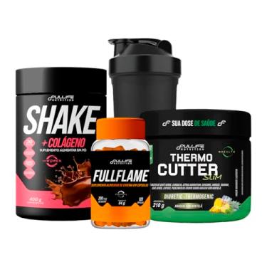 Imagem de Kit Shake Substituto de Refeição Com Colágeno 400g + Termogênico Thermo Cutter Slim 210g + Fullflame Cafeina 200mg 120 Capsulas (Chocolate)