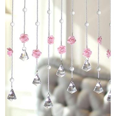 Imagem de Cortinas de cristal cortina de vidro rosa flor entrada corredor sala de estar cozinha 3 cores 20 tamanhos (cor: rosa pálido, tamanho: 0,8 m-35 artigos)