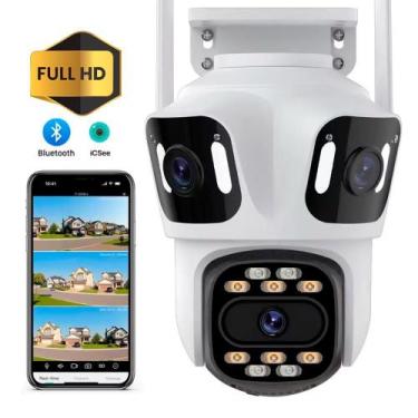 Imagem de Câmera De Segurança Lente Tripla Giratória Ip Fhd Wi-Fi Bt - Udecer