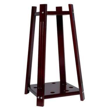 Imagem de 3FLQOOPP Suporte para tacos de bilhar de madeira maciça de 8 furos – Suporte de taco de bilhar no chão, comporta 12 tacos, fácil de montar, para casa, clube ou sala de bilhar