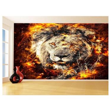 Imagem de Papel De Parede 3D Religioso Leão Judá Fogo Jesus 3,5M Rl96 - Você Dec