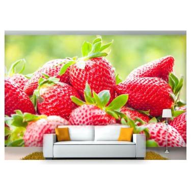 Imagem de Papel De Parede Frutas Morangos Vermelhos 3D Al93 - Você Decora