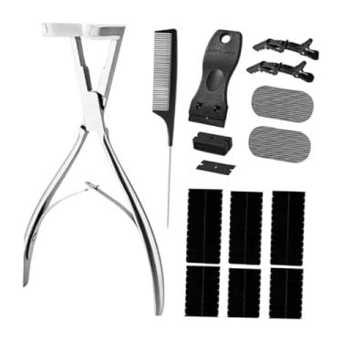Imagem de OIIBWQ Kit de Ferramentas para Extensão de Cabelo, com Presilha de Fixação, Cabo Antiderrapante E Estrutura Profissional em aço Inoxidável.