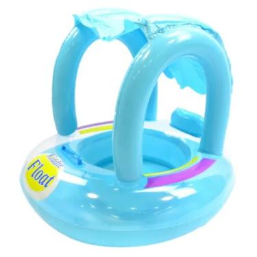 Imagem de Boia Bote Infantil Inflável com Cobertura Removível – Piscina, Praia ou Mar | Disponível em Azul e Rosa | Proteção, Diversão e Segurança para Crianças (Azul)