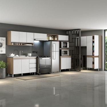 Imagem de Cozinha Modulada Balcão Sabrina 360/160x202cm Menu Móveis Branco