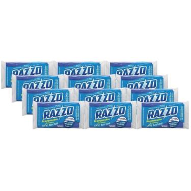 Imagem de 12 Sabão Em Pedra Pão Razzo Glicerinado Multiuso Azul 180g