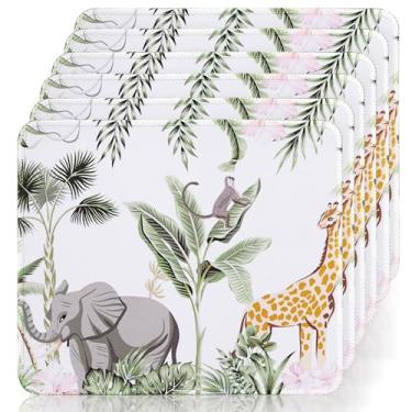 Imagem de ALOANES Conjunto de 6 mini mouse pad à prova d'água, base de borracha antiderrapante de 24 x 21 cm e superfície ultra suave para mesas de escritório e jogos (zoológico)