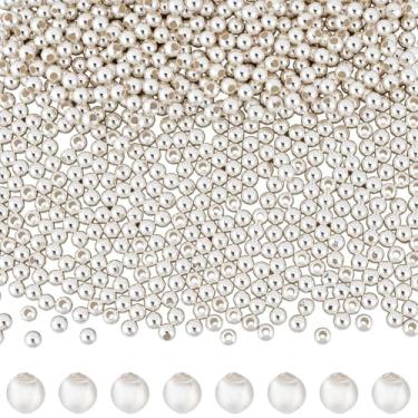 Imagem de Beebeecraft 700 peças de contas de crimpagem de 3 mm banhado a prata esterlina 925 metal minúsculo redondo friso contas soltas espaçador achados para fabricação de joias miçangas artesanato colar