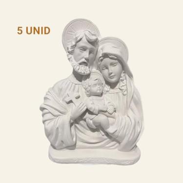 Imagem de Kit 5 Imagem Sagrada Família Auréola 17cm Gesso Cru