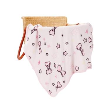 Imagem de TILLYOU Cobertor de lã infantil 102 x 127 cm, cobertor rosa macio e quente para meninos e meninas, cobertor para bebês, crianças, laço rosa