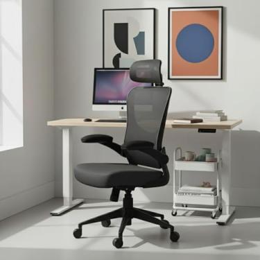 Imagem de Cadeira de Escritório Ergonômica, DT3 Vita com apoio de cabeça 3D, Apoio Lombar Ajustável, Mesh Spandex Respirável + Tecido Softex Espuma Injetada, Certificada NR-17, Cadeira Giratória(Dark Grey)
