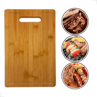 Imagem de Tábua de Bambu Multiuso 30x20 Para Churrasco Cozinha Carnes e Legumes 