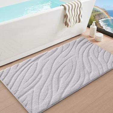 Imagem de LUMI Tapete de banheiro minimalista, tapete de banho macio absorvente antiderrapante, tapete de microfibra de secagem rápida para banheiro moderno, banheira, 112 x 61 cm, Alpine
