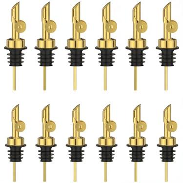 Imagem de BETTFOR Bicos de despejo de licor automáticos, pacote com 12, despejador de vinho e dispensador de azeite de oliva de aço inoxidável 304 à prova de vazamento com silicone de grau alimentício para