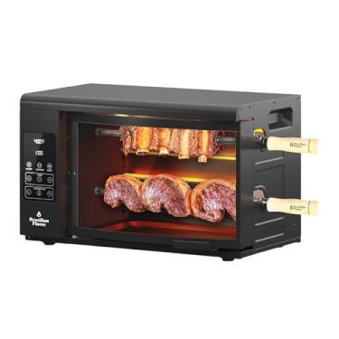 Imagem de Brazilian Flame Forno Elétrico Rotativo Rotativo - Série Volta, Grelha Vertical De Bancada Com Espetos Giratórios Automáticos Para Frango, Carne E Kebab, Visor Digital E Temperatura Ajustável, Capac