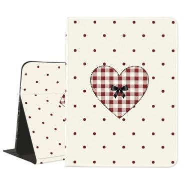Imagem de AdorableWhimsy Linda capa de bolinhas para iPad mini 7 (A17 Pro) 2024/iPad mini 6 2021 de 8,3 polegadas com suporte estético coração fólio fólio de couro texturizado capa para tablet hibernar