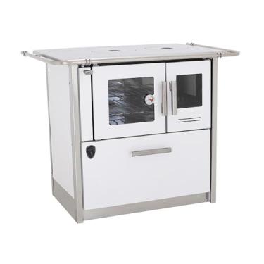 Imagem de Fogão A Lenha Eclipse Esquerdo Branco Chapa Aluminio N2