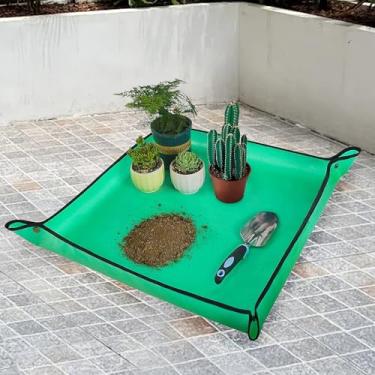 Imagem de Tapete de jardinagem impermeável de 50 cm para plantas que mudam o solo e cuidados com flores internas verde