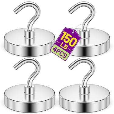 Imagem de Niuknow Ganchos magnéticos, ganchos magnéticos fortes de 68 kg para cabine de cruzeiro, ímãs fortes resistentes, porta-chaves magnético para geladeira, cozinha, churrasqueiras, escritório, sala de