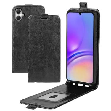 Imagem de XZDWH Capa de telefone para Samsung Galaxy A07, capa de telefone flip vertical fina de couro PU capa protetora com fecho magnético com slot para cartão para Samsung Galaxy A07 (preto)