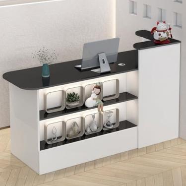 Imagem de Recepção, balcão de check-out, balcão de recepção, balcão de varejo, mesa de recepção com balcão, recepcionista, mesa de recepção pequena, balcão de loja, caixa L-Shap (preto-B
