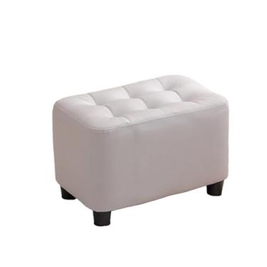 Imagem de KEG801302 Banqueta para engraxar sapatos moderna, pequena, tecido de madeira maciça, sofá, apoio para os pés, porta da sala de estar, banco decorativo (branco)