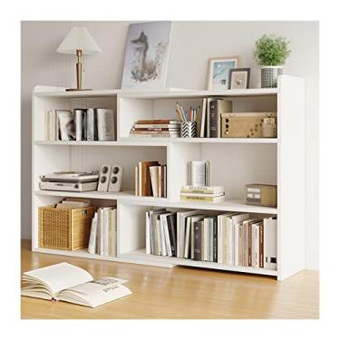 Imagem de Estante de arquivos, prateleira de madeira de 3 andares, estante organizadora de armazenamento ajustável com largura para escritório em casa, sala de estar, cozinha, quarto (branco) suporte de