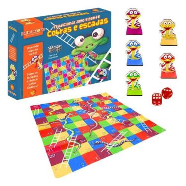 Imagem de Jogo de Tabuleiro Infantil Cobras e Escadas Gigante Brinquedos Educati