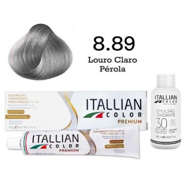 Imagem de Kit Coloração Itallian Color 8.89 Louro Claro Pérola + Oxi 30