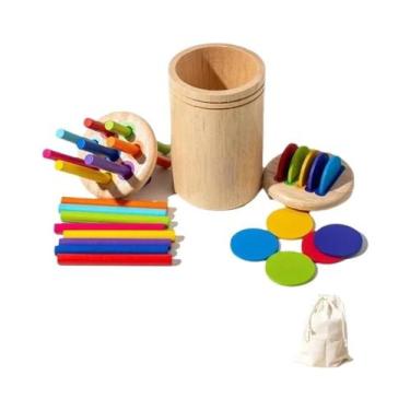 Imagem de Brinquedos Educativos Sensoriais De Madeira Montessori Para Classifica