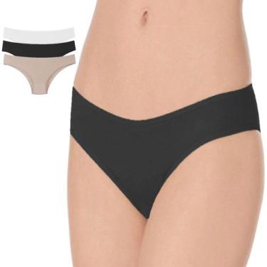 Imagem de Kit 3 Calcinhas Sortida Tanga de Algodão Feminina - QLC SPORT, M, Sort