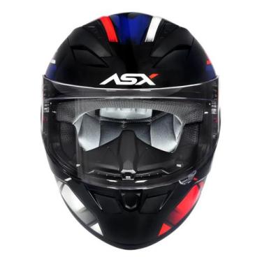 Imagem de Capacete asx city start preto brilho vermelho/azul 60/l